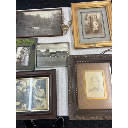 367 - Large selection of framed antique photos largest measures approximately 16 inches by 16 inches