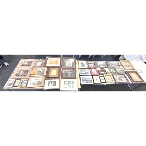 367 - Large selection of framed antique photos largest measures approximately 16 inches by 16 inches