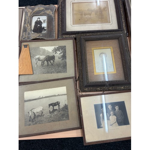 367 - Large selection of framed antique photos largest measures approximately 16 inches by 16 inches