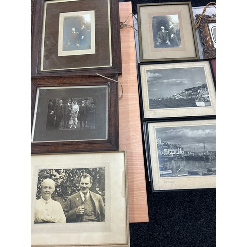 367 - Large selection of framed antique photos largest measures approximately 16 inches by 16 inches