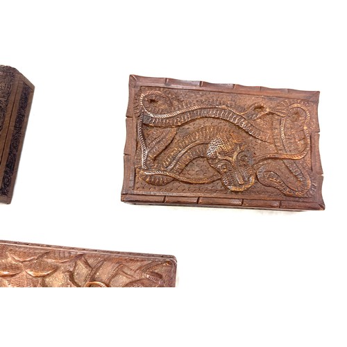 5 - Selection of carved Indian design wooden boxes