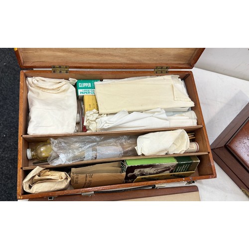 463 - Two Vintage artist boxes and contents includes water colours, paint brushes etc