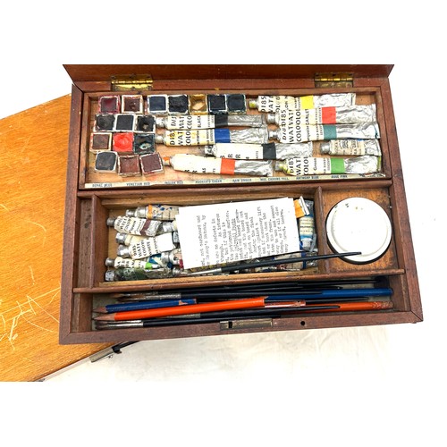 Two Vintage artist boxes and contents includes water colours, paint ...