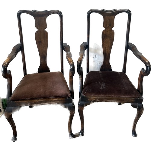 442 - Pair of antique Queen Anne carver chairs