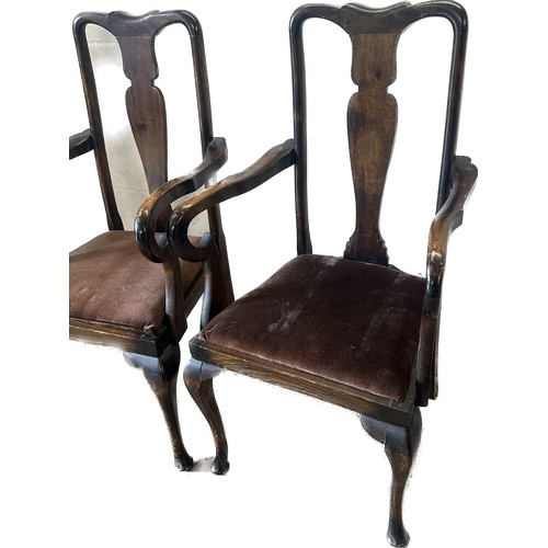 442 - Pair of antique Queen Anne carver chairs