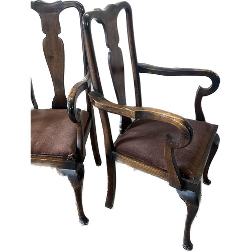 442 - Pair of antique Queen Anne carver chairs