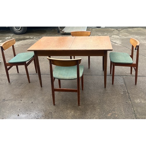 413 - Teak mid century extending table and four chairs