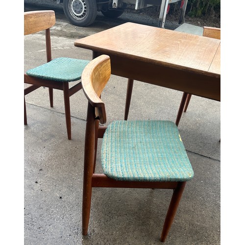 413 - Teak mid century extending table and four chairs