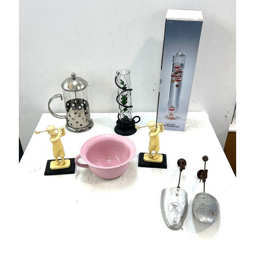 362 - Selection of collectables includes glass Thermometer, shoe lasts etc