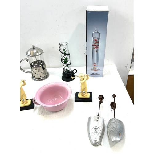 362 - Selection of collectables includes glass Thermometer, shoe lasts etc