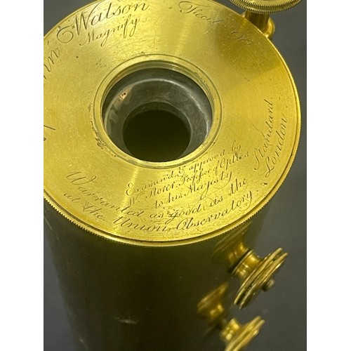 138 - Boxed brass John Watson magnify telescope