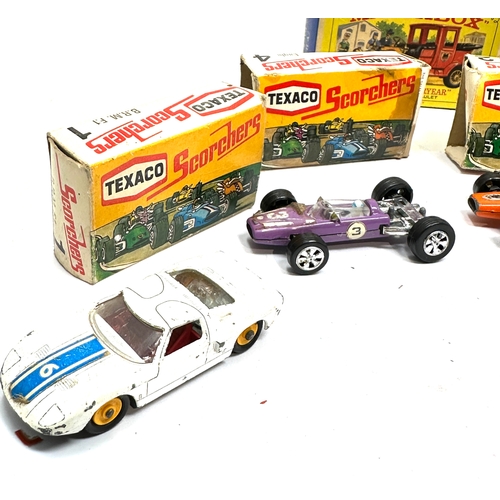 494 - selection of vintage boxed diecast vehicles inc texaco scorchers 2 with matching boxes 1 box with od... 