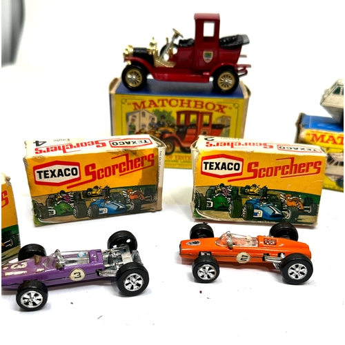 494 - selection of vintage boxed diecast vehicles inc texaco scorchers 2 with matching boxes 1 box with od... 