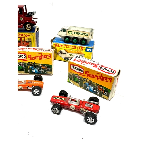 494 - selection of vintage boxed diecast vehicles inc texaco scorchers 2 with matching boxes 1 box with od... 