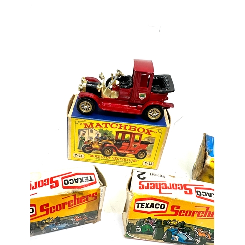 494 - selection of vintage boxed diecast vehicles inc texaco scorchers 2 with matching boxes 1 box with od... 