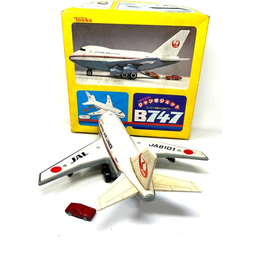 495 - Vintage Tonka Boeing 747 toy airplane truck Japan tinplate with original box