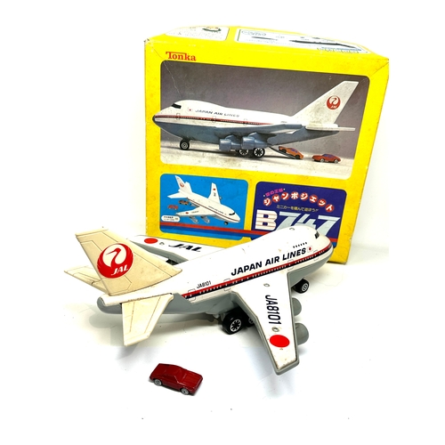 495 - Vintage Tonka Boeing 747 toy airplane truck Japan tinplate with original box