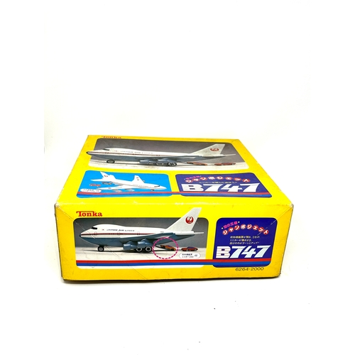 495 - Vintage Tonka Boeing 747 toy airplane truck Japan tinplate with original box