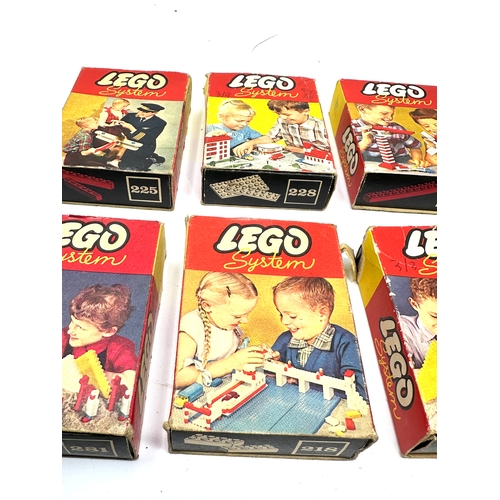 497 - 6 x Vintage boxed Lego system pieces all with mixed lego inside