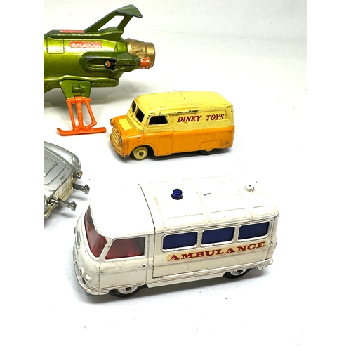 498 - selection of vintage corgi diecast vehicles includes 2 james bond & ambulance & 2 dinky vehicles ufo... 