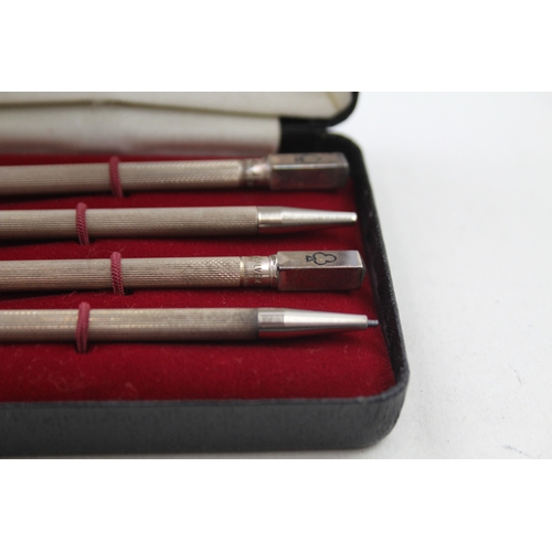 44 - 4 x .925 sterling silver cribbage pencils w/ enamel cased