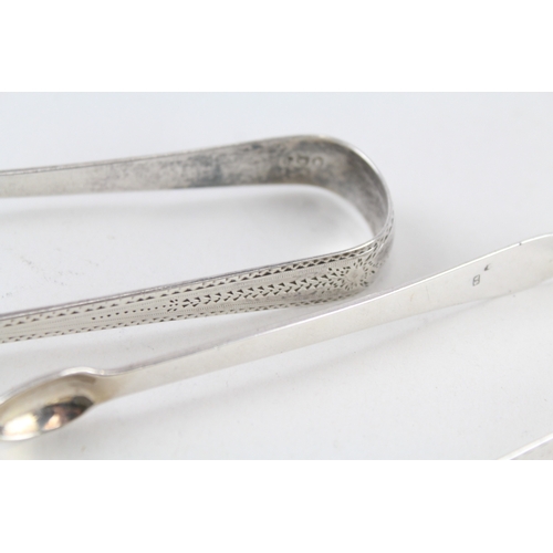 61 - 2 x .925 sterling georgian sugar tongs