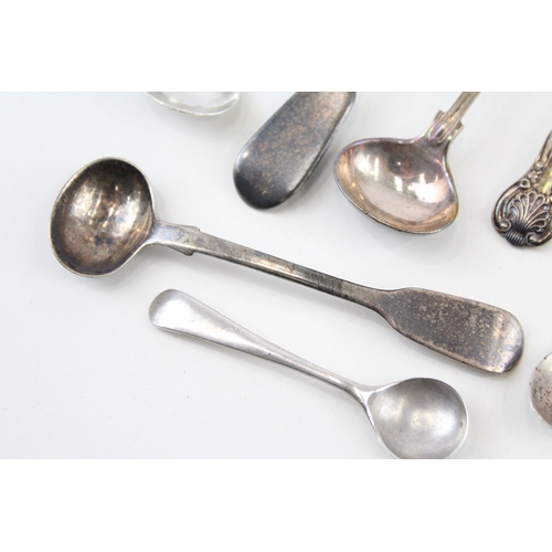 63 - 9 x .925 sterling condiment spoons inc georgian