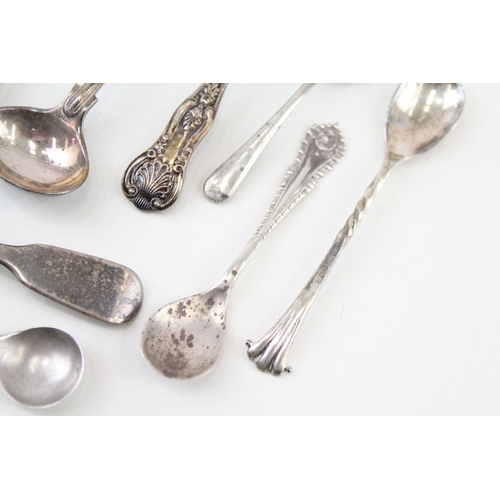 63 - 9 x .925 sterling condiment spoons inc georgian