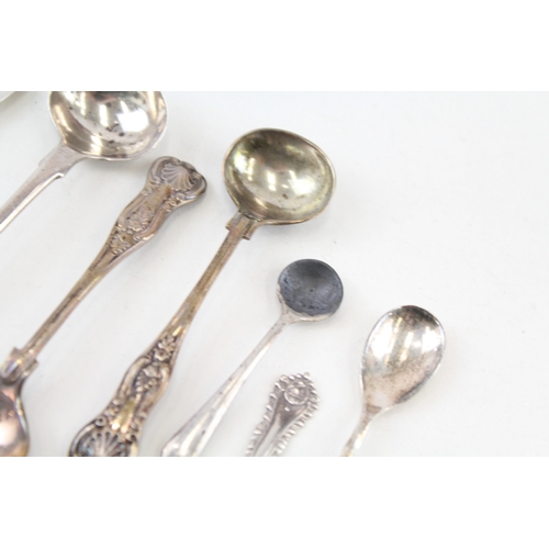 63 - 9 x .925 sterling condiment spoons inc georgian