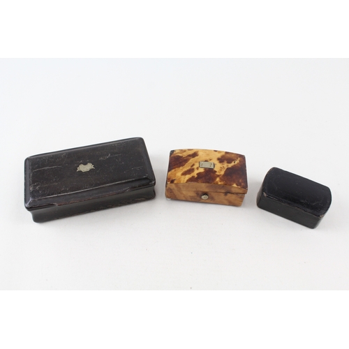 571 - Antique Snuff Boxes Inc Tortoise Shell, Horn, Lacquer x 3