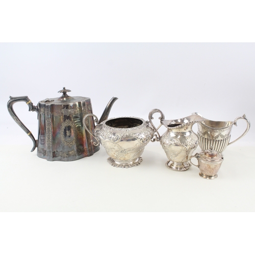 86 - Silver Plate Ware Antique Vintage Victorian Creamer Teapot George III x 5 2164g