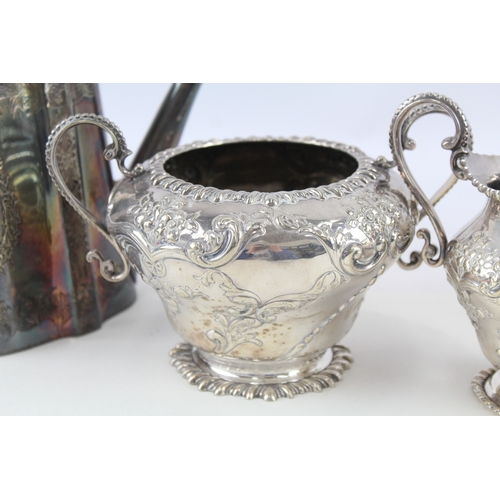 86 - Silver Plate Ware Antique Vintage Victorian Creamer Teapot George III x 5 2164g