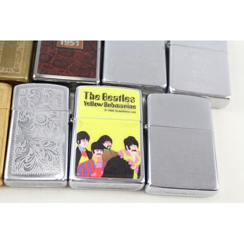 572 - 10 x Zippo Lighters Inc Brass Venetian Beatles Yellow Submarine Wild West Etc