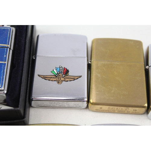 573 - 8 x Zippo Lighters Inc Vintage US Army Scrimshaw Indianapolis Speedway Etc