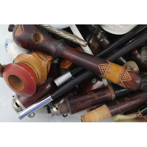 574 - Estate Pipe Job Lot Inc. Hand Carved Tyrolean Ceramic East Asian Dutch Clay Etc