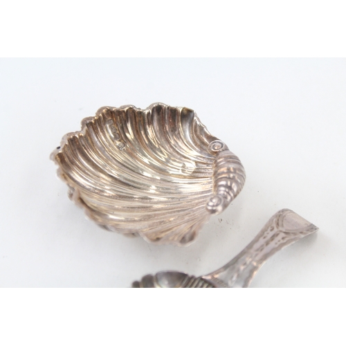 82 - 3 x .925 sterling salt dish, caddy spoon & funnel inc georgian