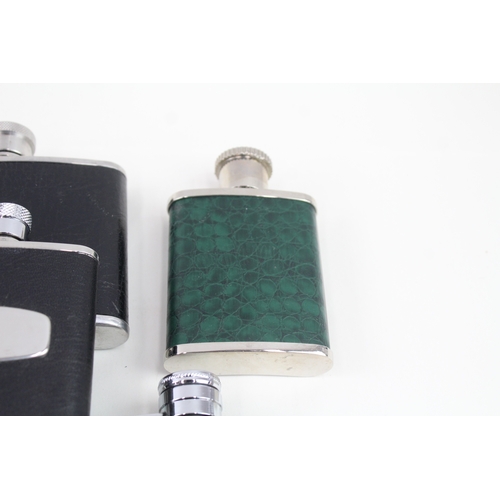 576 - 20 x Hip Flasks Inc Real Leather, Dalvey, Branding, Pewter, Vintage, Glass