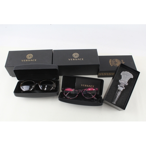 545 - Versace Designer Glasses & Glass Bottle Stopper x 3