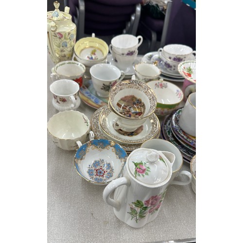 374 - Selection of part tea services includes Shelley tea pot etc