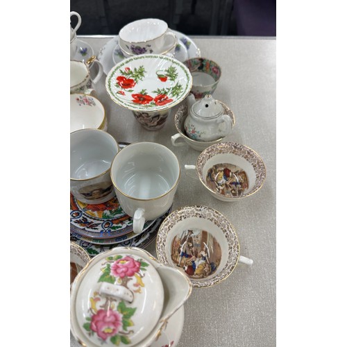 374 - Selection of part tea services includes Shelley tea pot etc