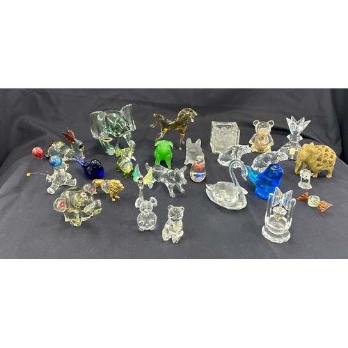 586 - Large selection of assorted glass animals includes paper weights etc