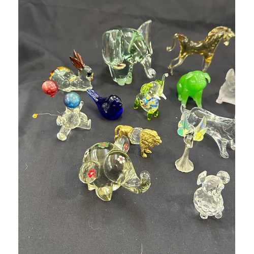 586 - Large selection of assorted glass animals includes paper weights etc