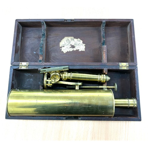 138 - Boxed brass John Watson magnify telescope