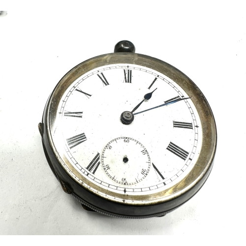 348 - Antique silver open face pocket watch  the watch is ticking missing loop and second hand