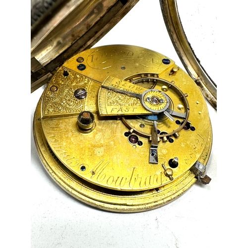 350 - Antique silver dial open face fusee pocket watch thomas mowbray london  movement the watch is tickin... 