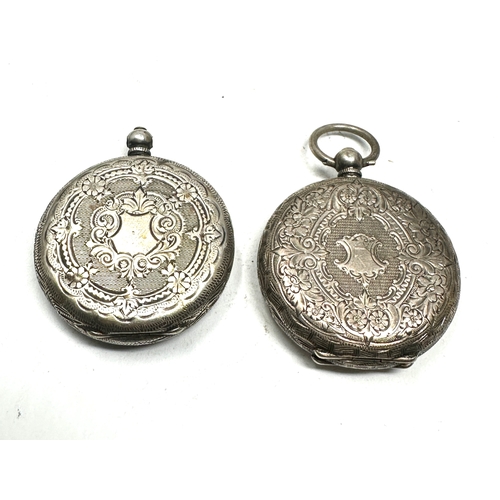 352 - 2 antique silver fob watches the watches are not ticking