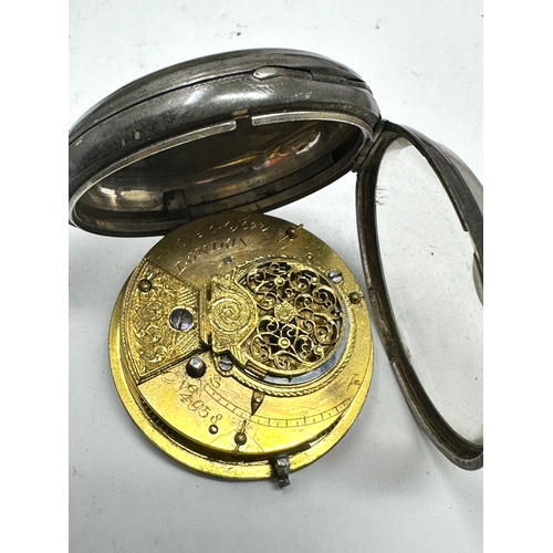 353 - Antique silver open face fusee verge pocket watch ware & son London  movement the watch is not ticki... 