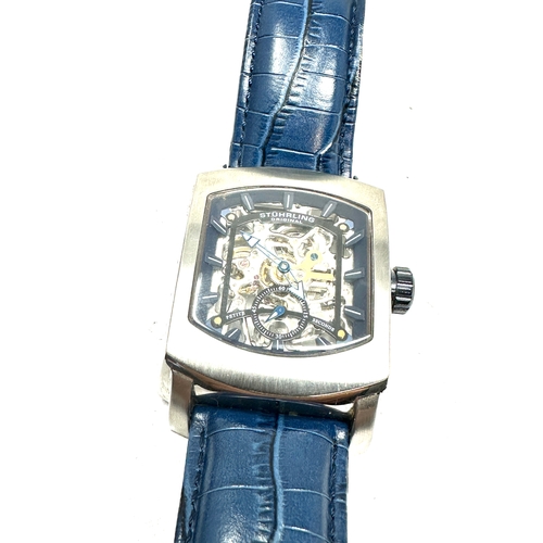 358 - stuhrling original skeleton dial & skeleton back gents  wristwatch the watch is ticking