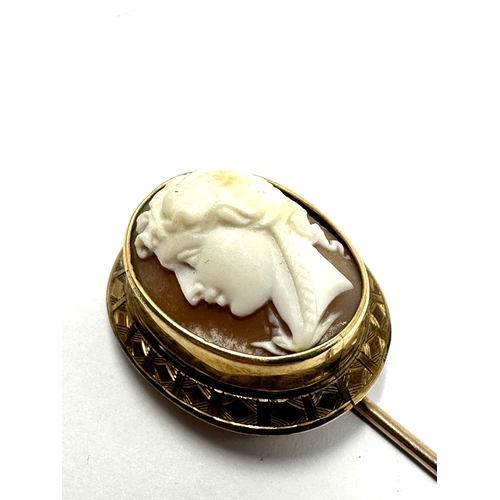 257 - Antique 9ct gold cameo stick pin weight 5.5g