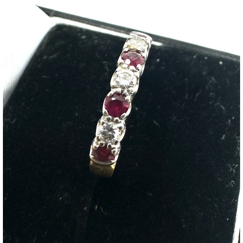 121 - Vintage 18ct gold  ruby & diamond ring weight 2.8g